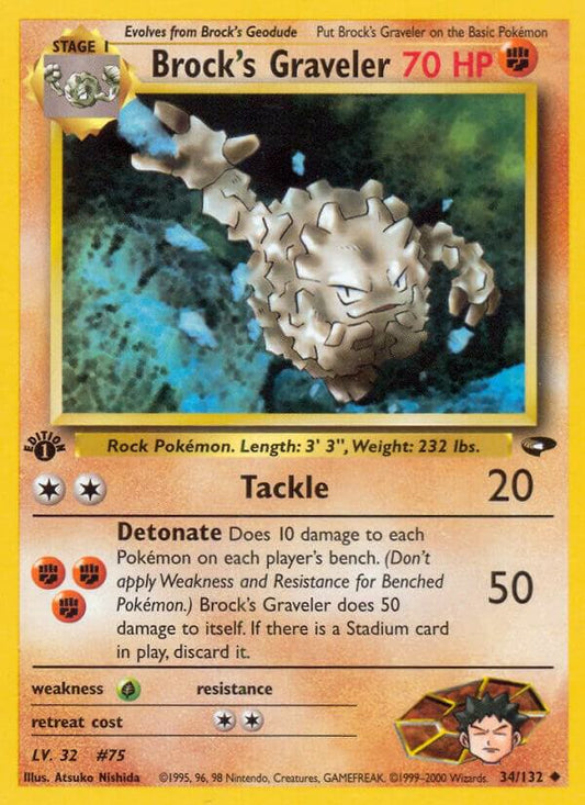Pokemon  Brock's Graveler 34/132 Gym Challenge