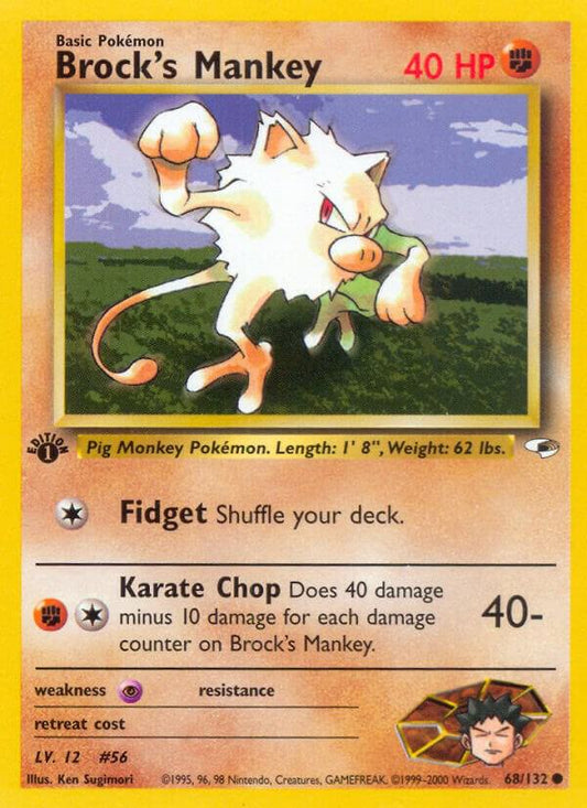 Pokemon Brock's Mankey 68/132 Gym Heroes