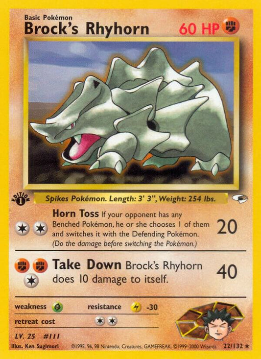 Pokemon Brock's Rhyhorn 22/132 Gym Heroes