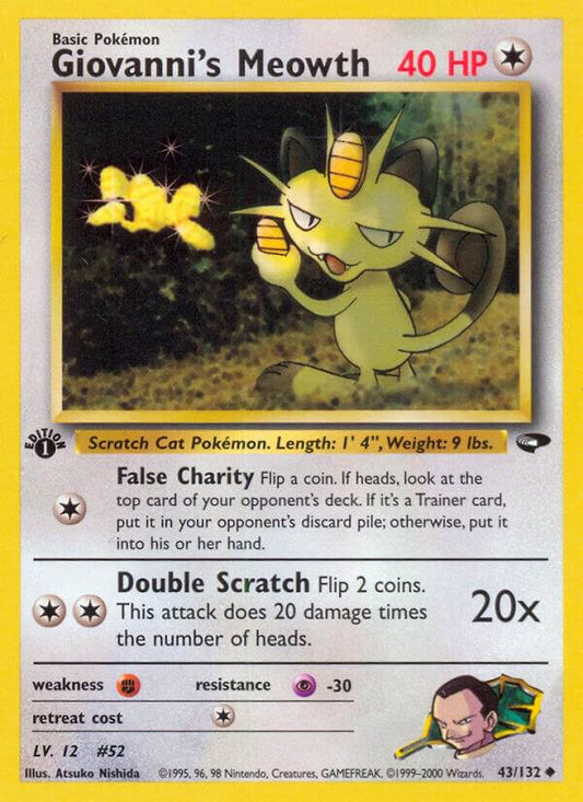 Pokemon  Giovanni's Meowth 43/132 Gym Challenge