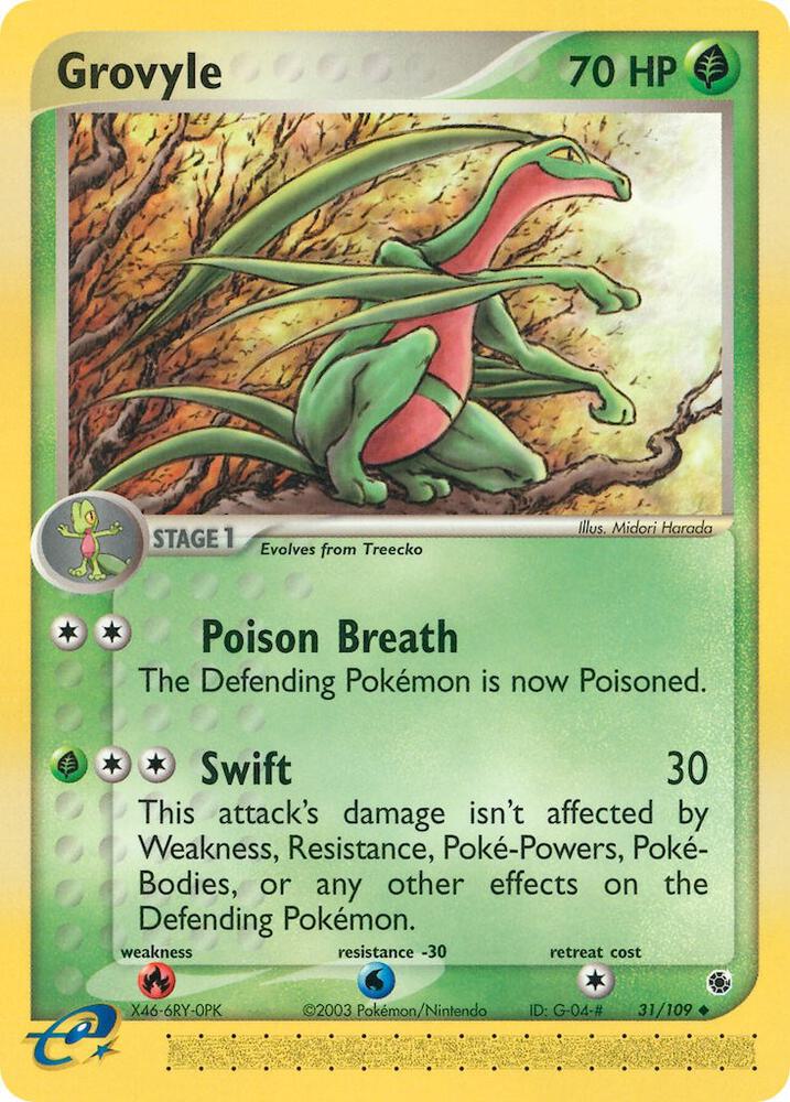 Pokemon Grovyle 31/109 EX Ruby & Sapphire