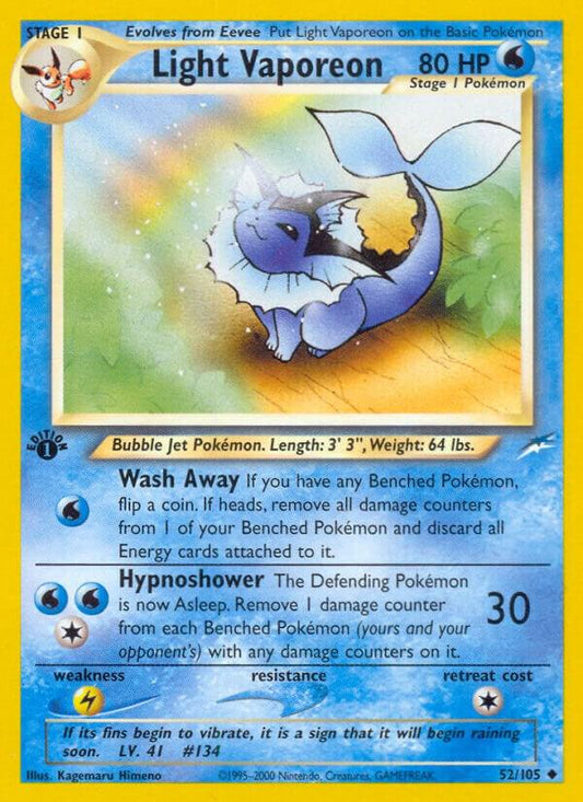Pokemon Light Vaporeon 52/105 Neo Destiny