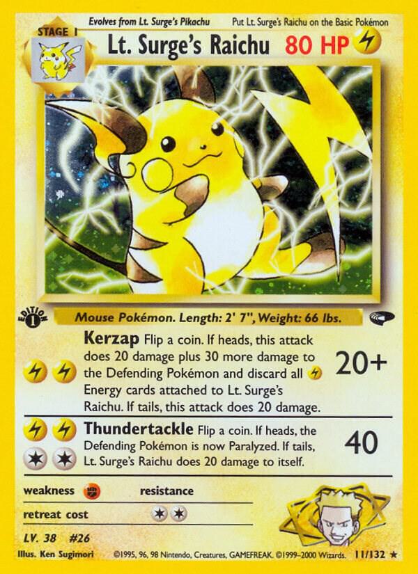 Pokemon  Lt. Surge's Raichu 11/132 Gym Challenge