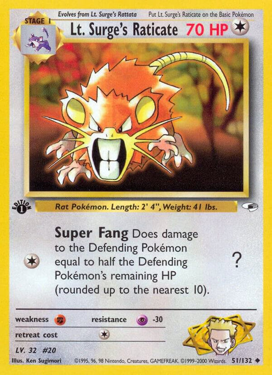 Pokemon Lt. Surge's Raticate 51/132 Gym Heroes