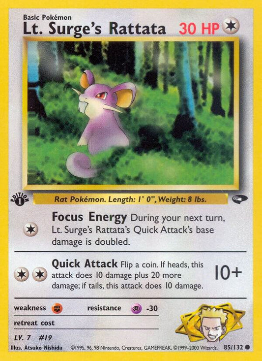 Pokemon  Lt. Surge's Rattata 85/132 Gym Challenge