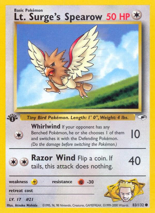 Pokemon Lt. Surge's Spearow 83/132 Gym Heroes