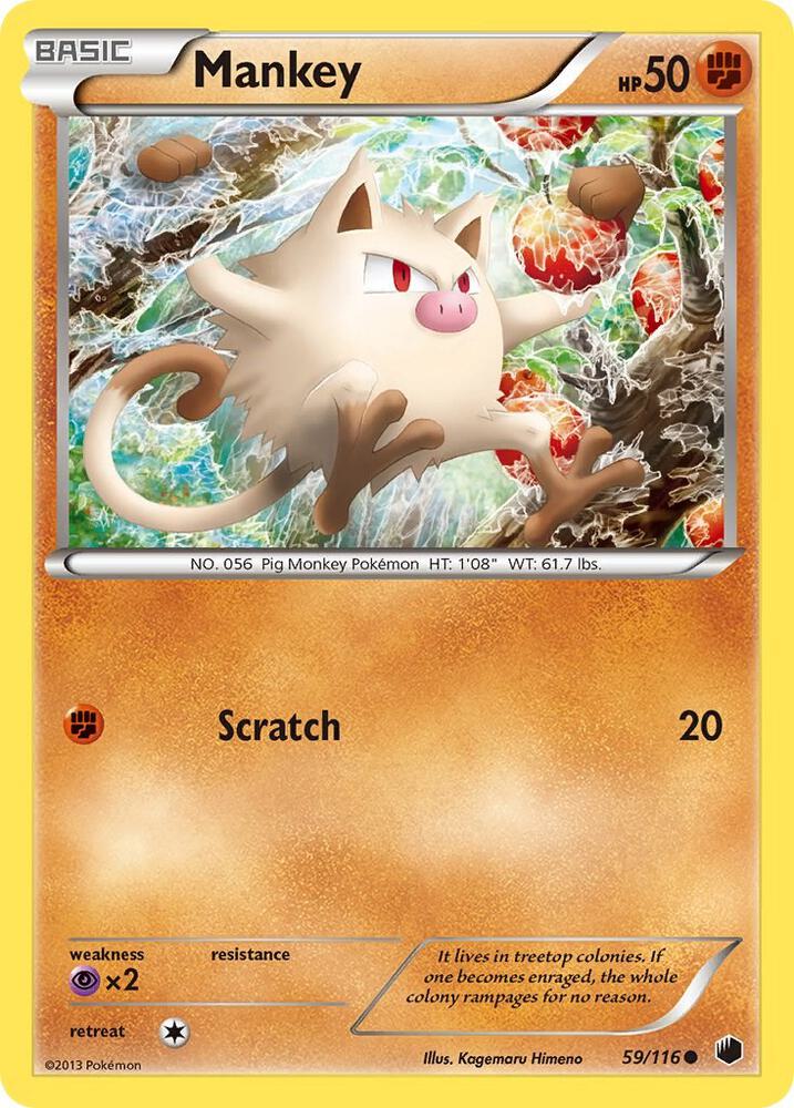 Pokemon Mankey 59/116 Plasma Freeze