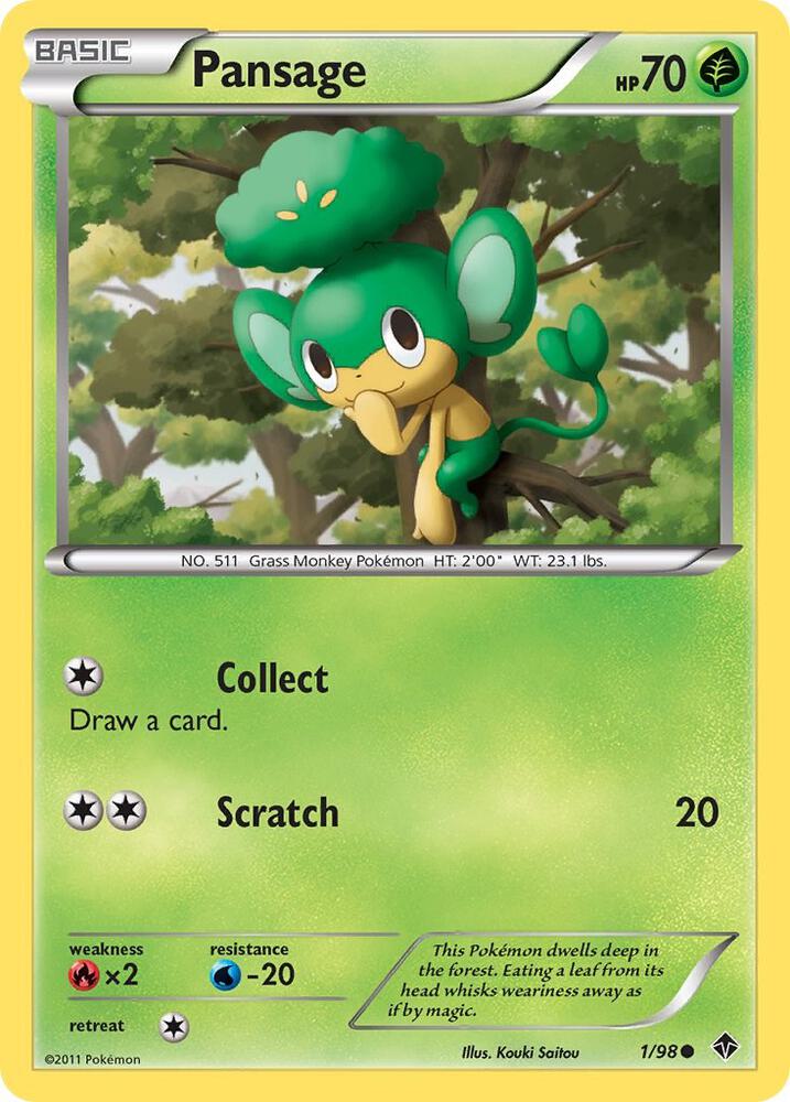 Pokemon Pansage 1/98 Emerging Powers