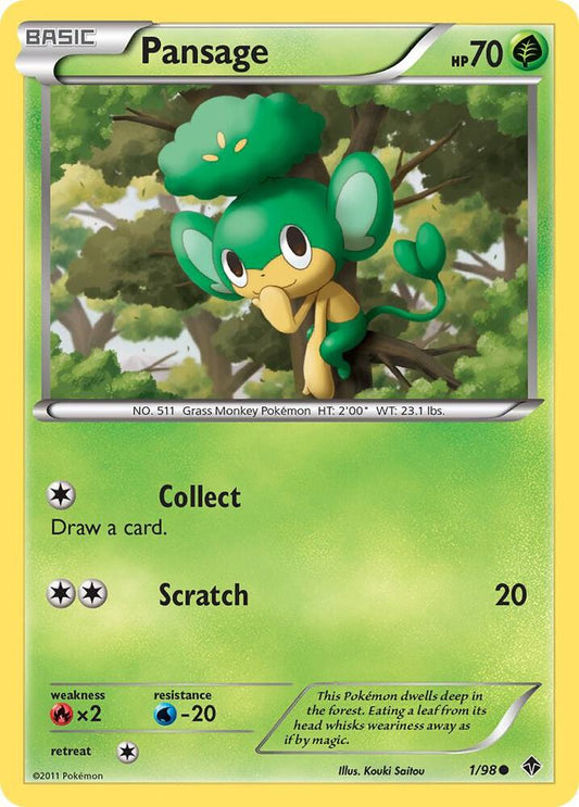 Pokemon Pansage 1/98 Emerging Powers