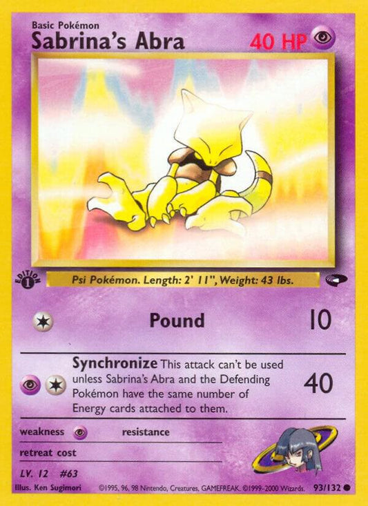 Pokemon  Sabrina's Abra 93/132 Gym Challenge