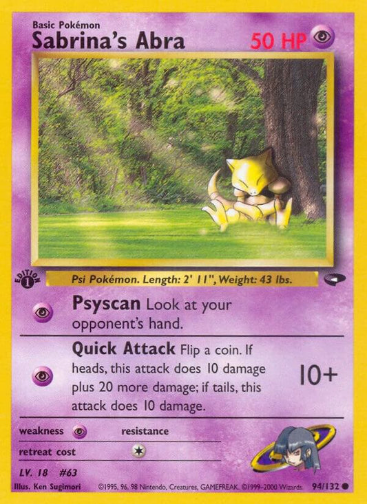 Pokemon  Sabrina's Abra 94/132 Gym Challenge