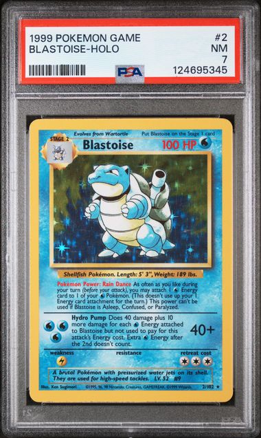 Pokemon Base Set Blastoise Holo #2 PSA Graded NM 7