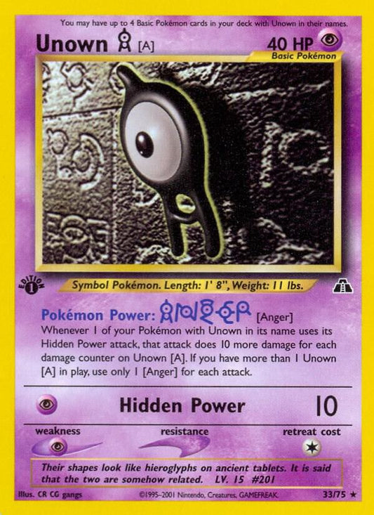 Pokemon Unown A 33/75 Neo Discovery