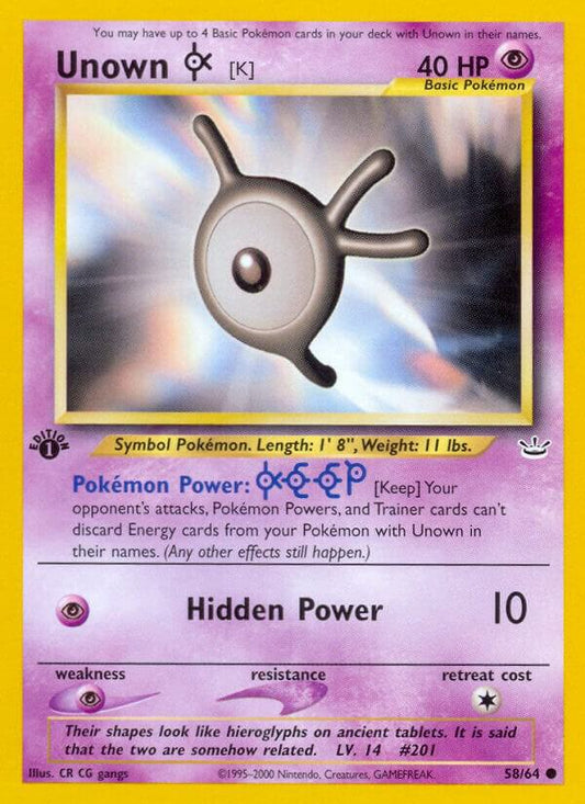 Pokemon Unown K 58/64 Neo Revelation