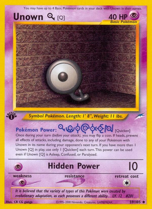 Pokemon Unown Q 59/105 Neo Destiny
