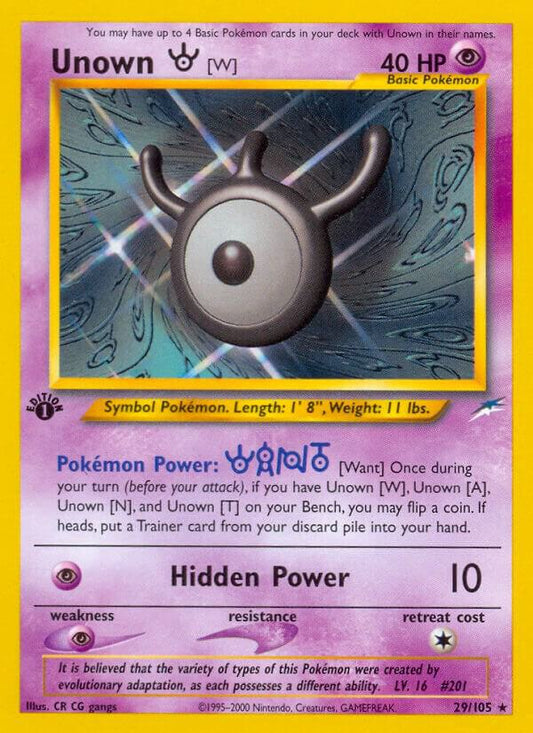Pokemon Unown W 29/105 Neo Destiny