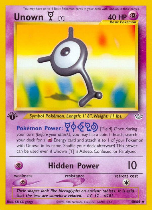 Pokemon Unown Y 40/64 Neo Revelation