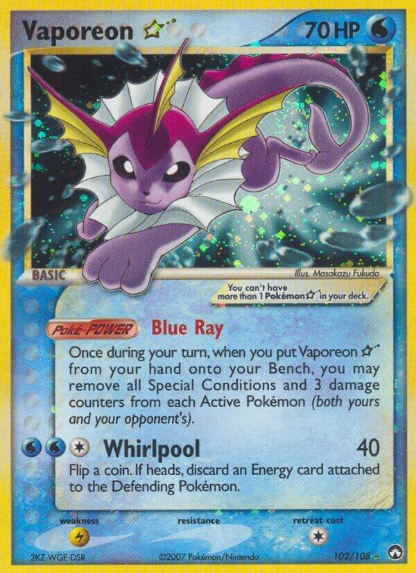 Pokemon Vaporeon Gold Star 102/108 Power Keepers