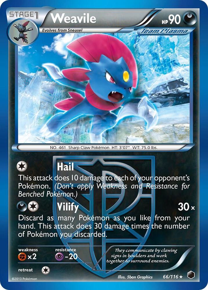 Pokemon Weavile 66/116 Plasma Freeze