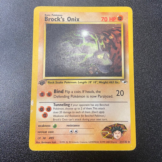 Pokemon TCG Brock's Onix 1st Edition 21/132 Gym Heroes