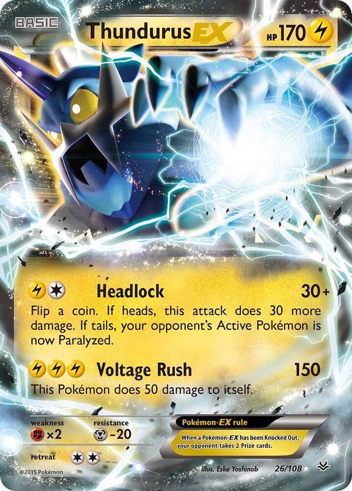 Pokemon Thundurus EX 26/108 Roaring Skies