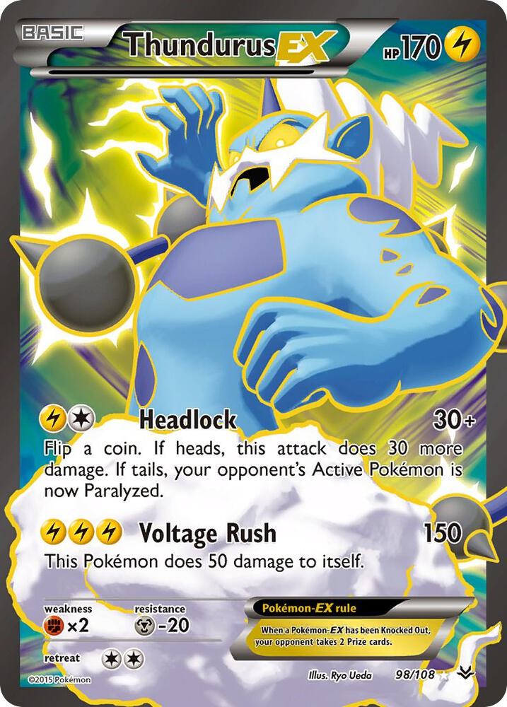 Pokemon Thundurus EX 98/108 Roaring Skies