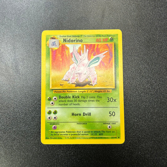 Pokemon TCG Nidorino 37/102 Base Set Unlimited Uncommon