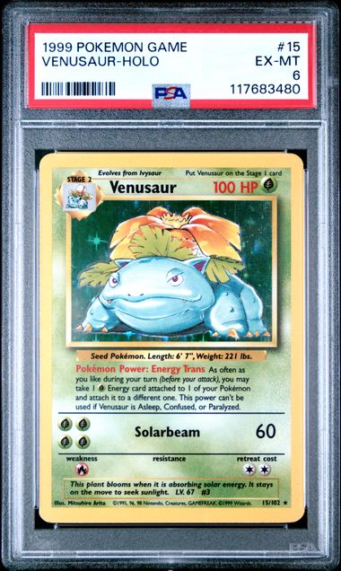 Pokemon Base Set Venusaur Holo #15 PSA Graded EX-MT 6
