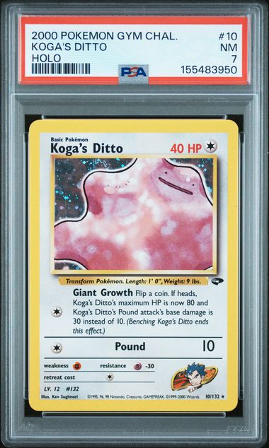 Pokemon Gym Challenge Koga's Ditto #10 Holo PSA Graded NM 7