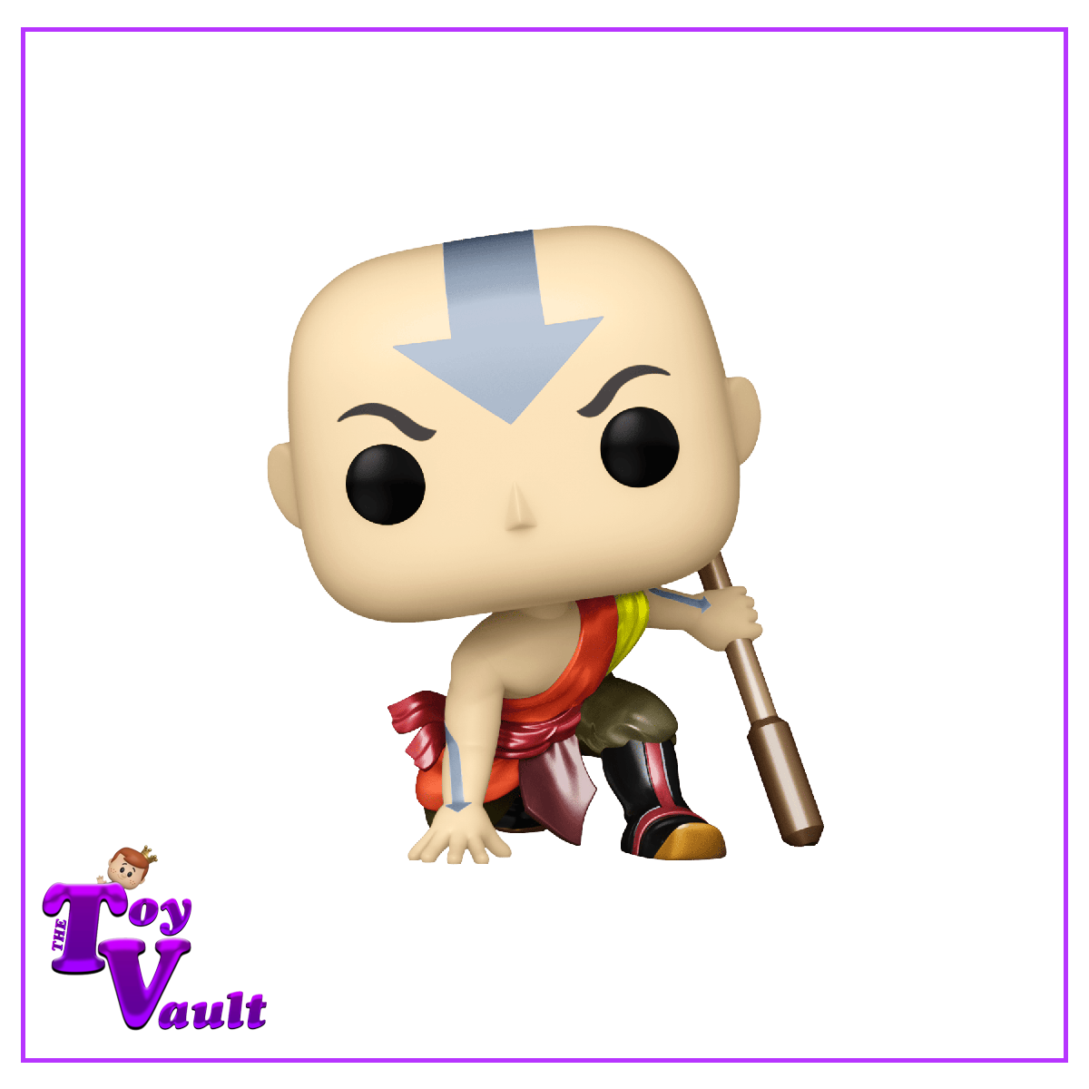 Funko Pop! Animation Avatar The Last Airbender - Aang (Crouching) #995 Metallic Funko Hollywood Exclusive