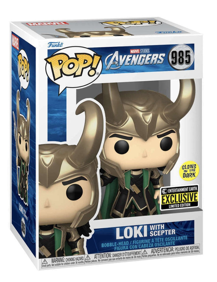 Funko Pop! Marvel Avengers Loki With Scepter Glow In The Dark Entertainment Earth Exclusive #985