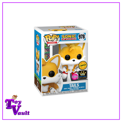 Funko Pop! Games Sonic the Hedgehog - Tails (Flying) #978 Flocked Chase + Common Bundle Specialty Series Exclusive Preorder