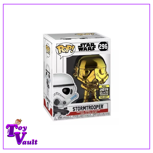 Funko Pop! Star Wars - Stormtrooper #296 (Gold Chrome) Galactic Convention Shared Exclusive