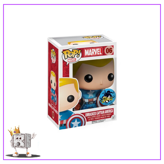 Funko Pop! Marvel Avengers - Unmasked Captain America #06 Metallic LA Comikaze Exclusive