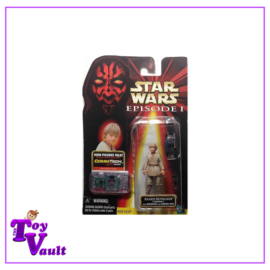 Hasbro Star War Episode 1 Young Anakin Skywalker (Naboo Pilot) with Flight Simulator 4 inch Figure (1999) with CommTech Talking Technology