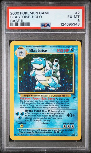 Pokemon Base Set 2 Blastoise Holo #2 PSA Graded EX-MT 6